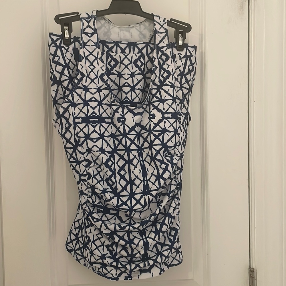 Tankini swim skirt - medium blue/white racerback new size medium
